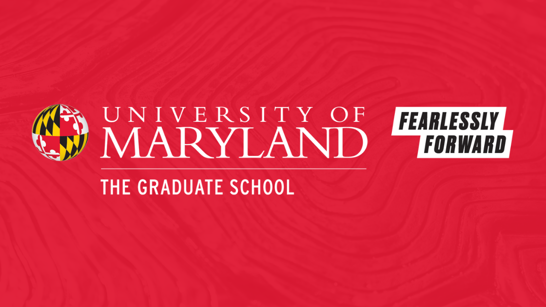 University of Maryland logo with "Fearlessly Forward" slogan on a red background.